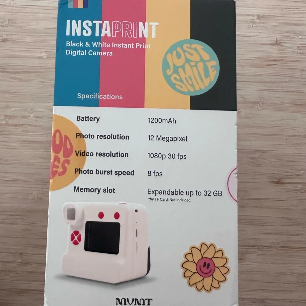 NEW - MVMT INSTAPRINT Black & White Instant Print Digital Camera